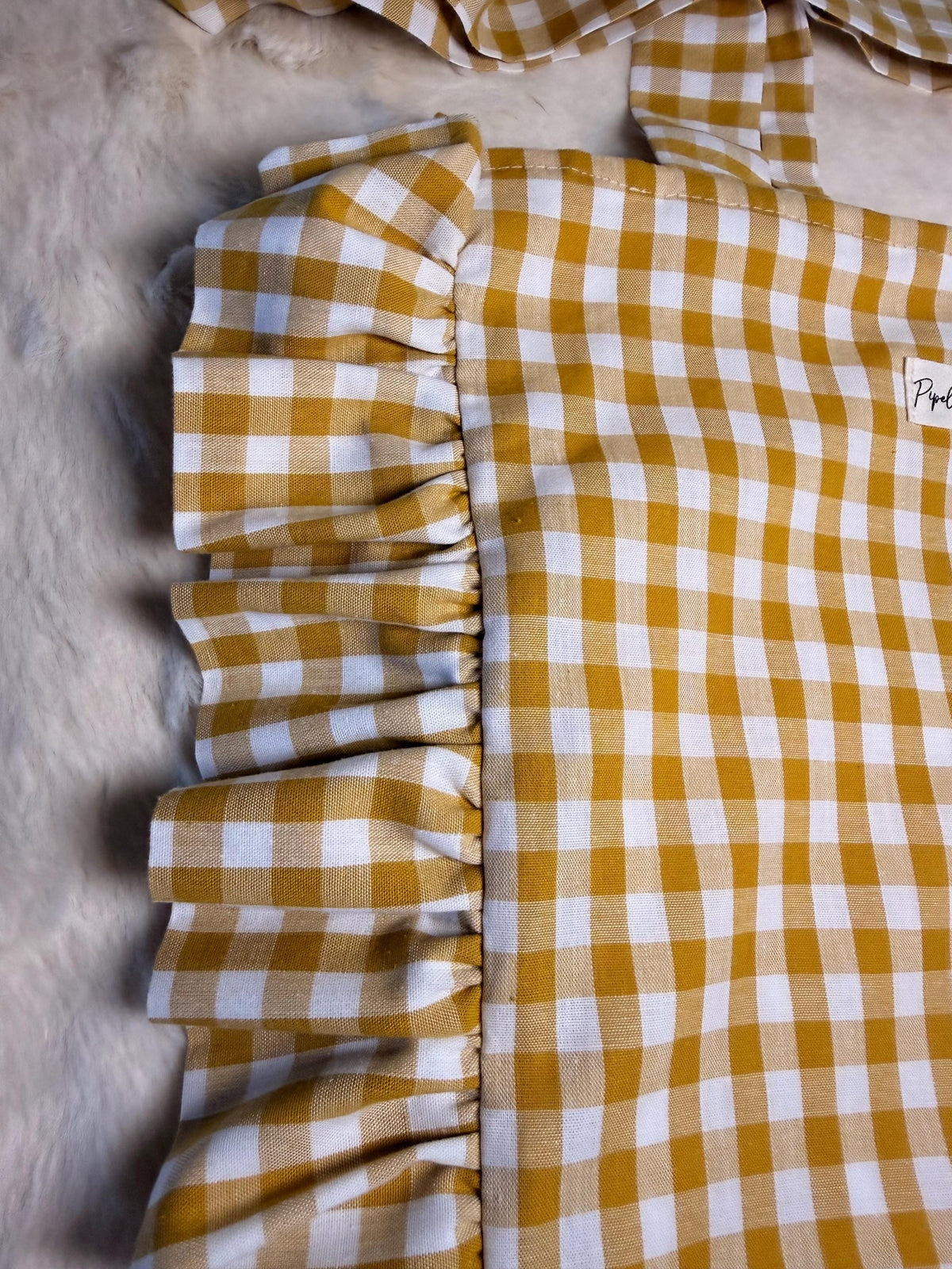 Tote Bag Vichy Moutarde à Froufrous - Le Moutarde