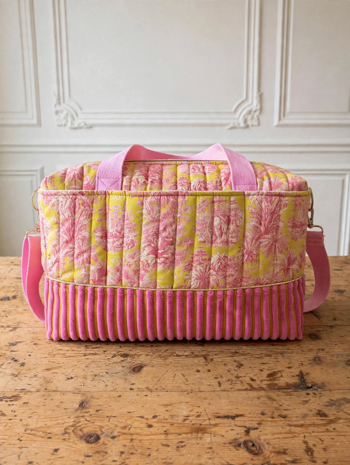 Sac à langer / sac week end – Toile de Jouy Tropicale Velours Chiné Kenzo