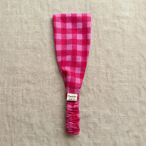 Bandeau Cheveux Femme Vichy Rose Fuchsia - Twist Rétro