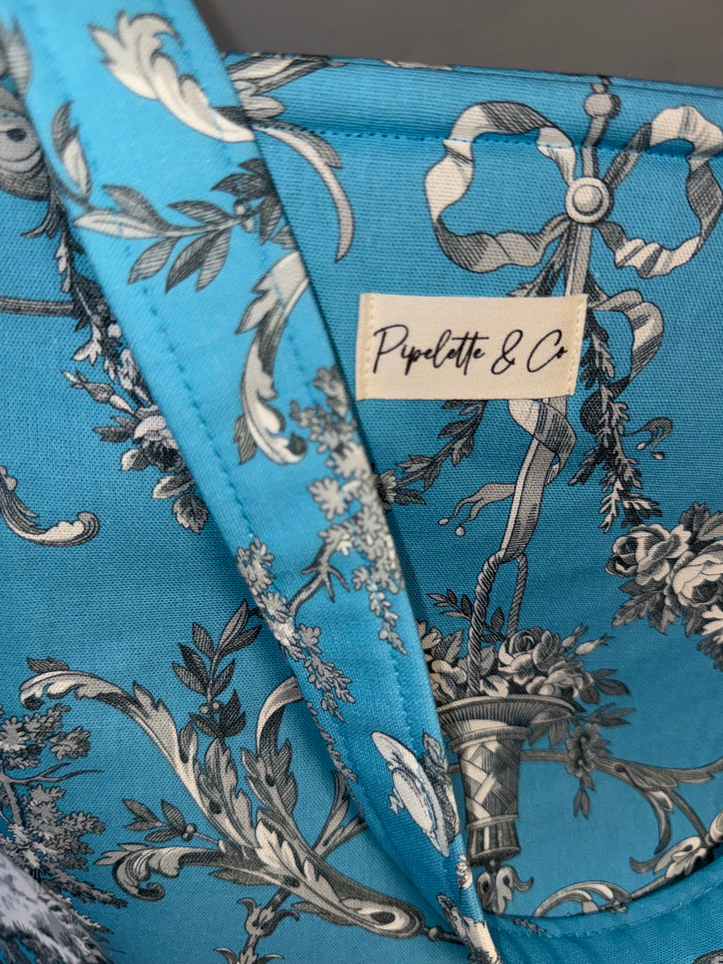 Sac cabas Toile de Jouy  turquoise – Matelassé Pipelette & Co