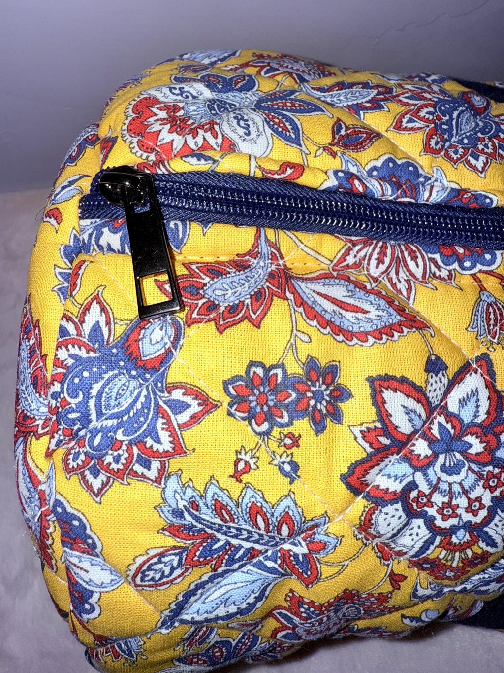 Grand Sac Week-end Matelassé Jaune Fleuri 53x20 cm