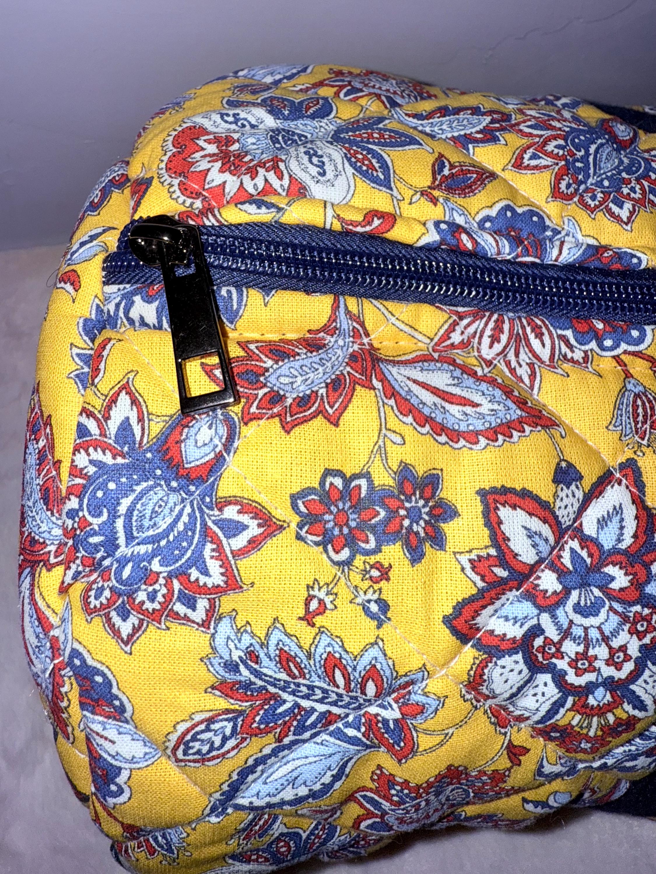 Grand Sac Week-end Matelassé Jaune Fleuri 53x20 cm