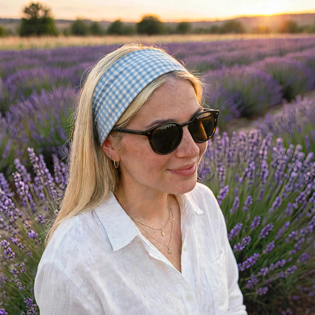 Bandeau Twist "Champ de Lavande" – Imprimé Liberty Bleu
