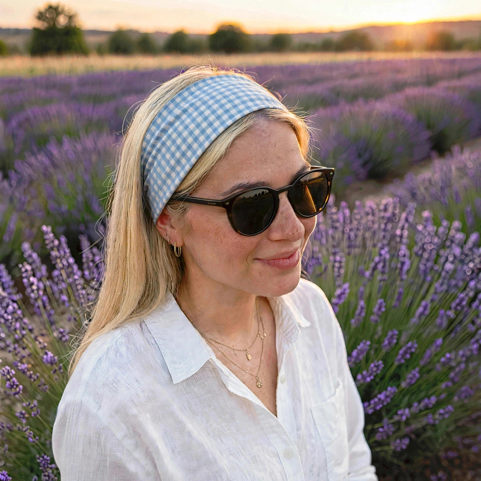 Bandeau Twist "Champ de Lavande" – Imprimé Liberty Bleu