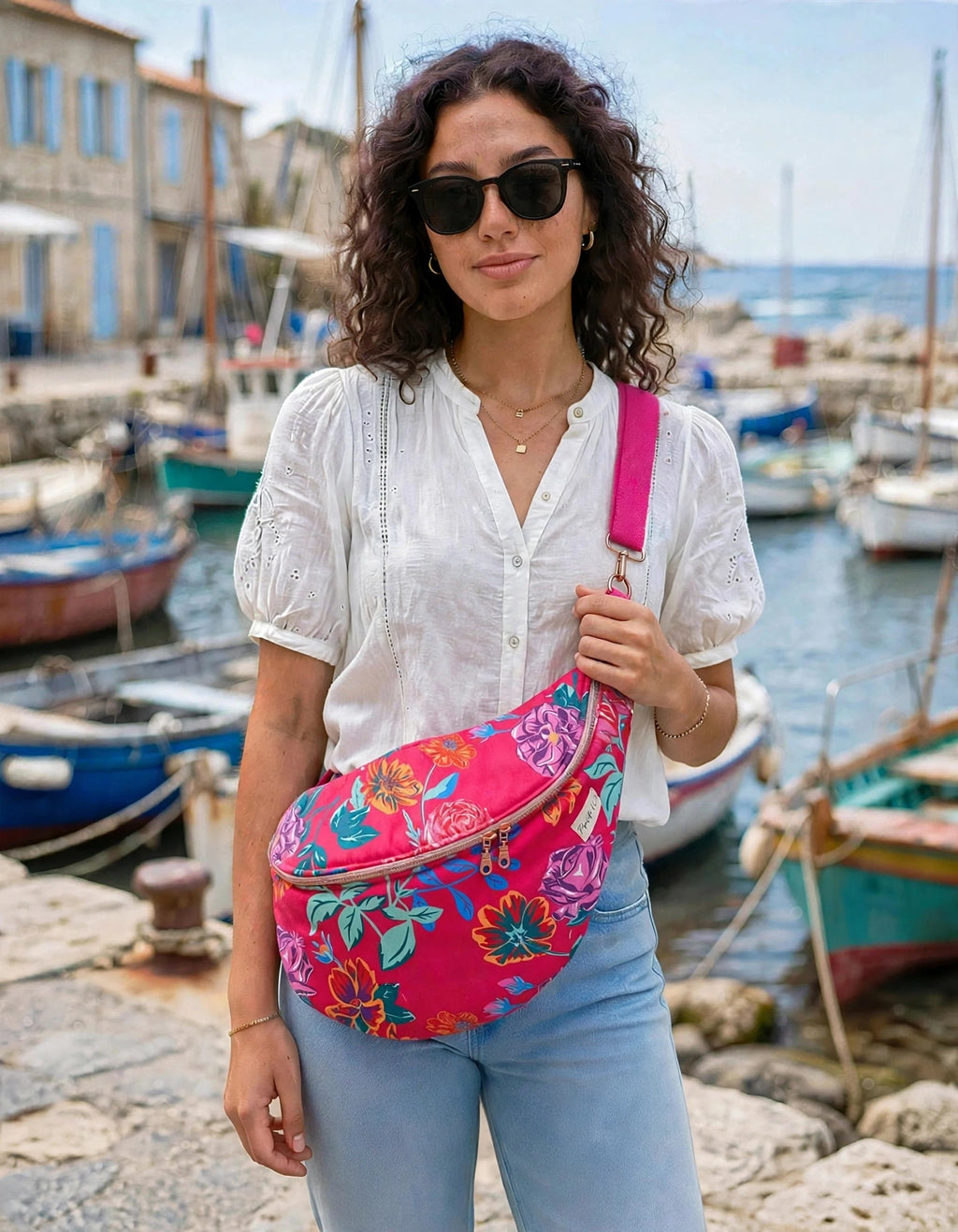 Sac Banane XL Fuchsia Floral - 58x28cm