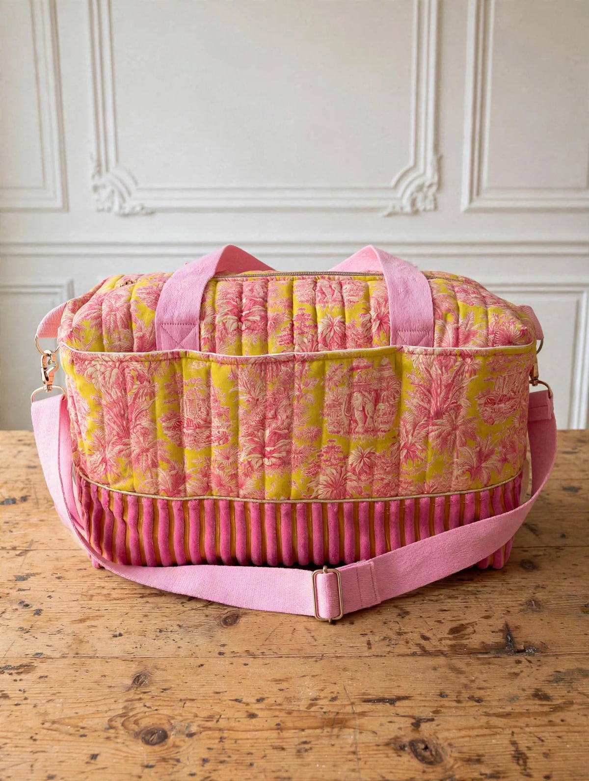 Sac à langer / sac week end – Toile de Jouy Tropicale Velours Chiné Kenzo
