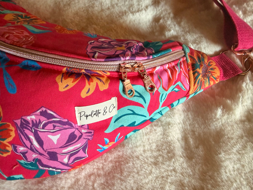 Sac Banane XL Fuchsia Floral - 58x28cm