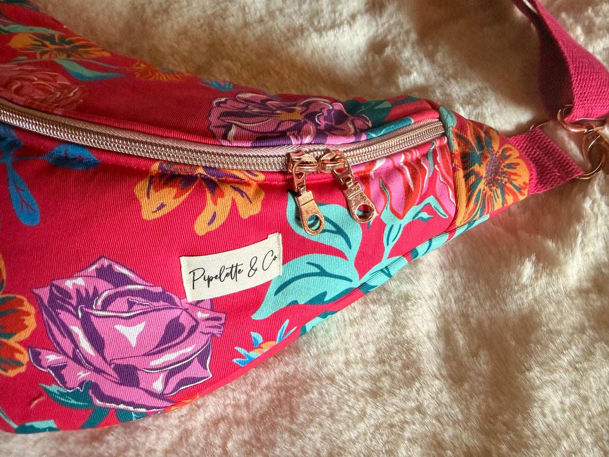 Sac Banane XL Fuchsia Floral - 58x28cm
