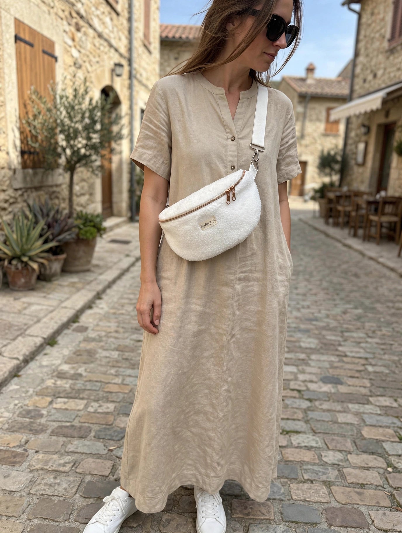 Sac Banane Sherpa - Blanc Neige | Banane Femme Artisanale 31x19cm