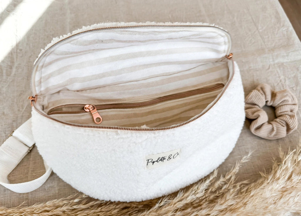 Sac Banane Sherpa - Blanc Neige | Banane Femme Artisanale 31x19cm