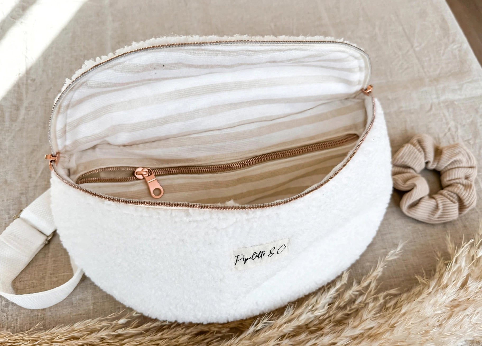 Sac Banane Sherpa - Blanc Neige | Banane Femme Artisanale 31x19cm