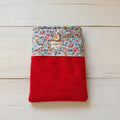 Pochette à Livre Broché 23x30cm - Velours Côtelé Rouge & Liberty Floral