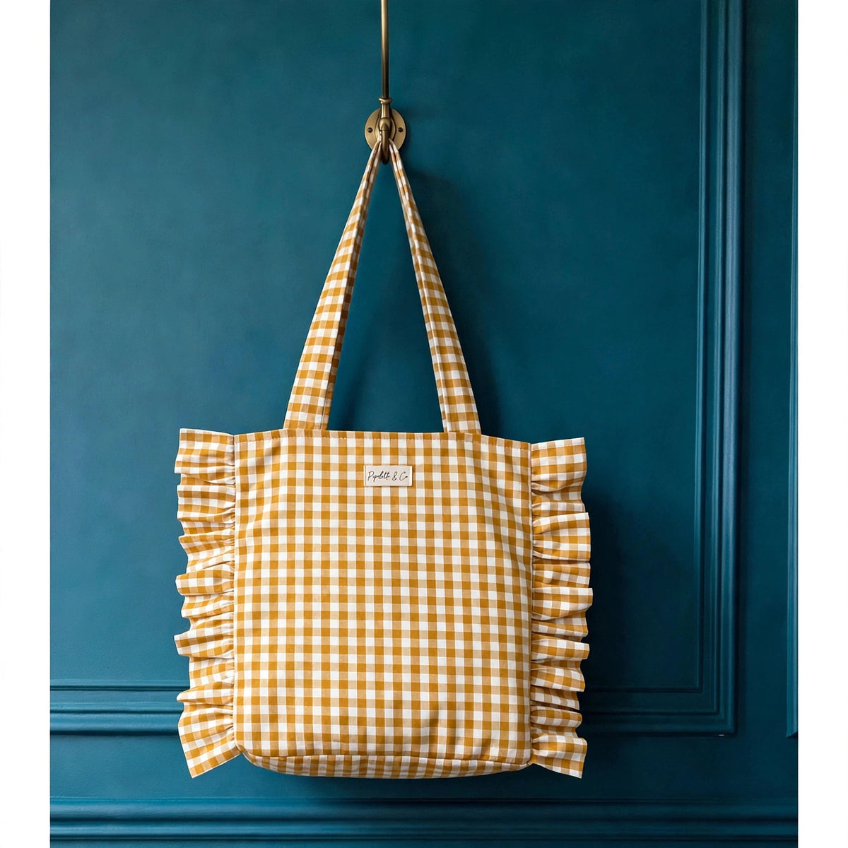 Tote Bag Vichy Moutarde à Froufrous - Le Moutarde