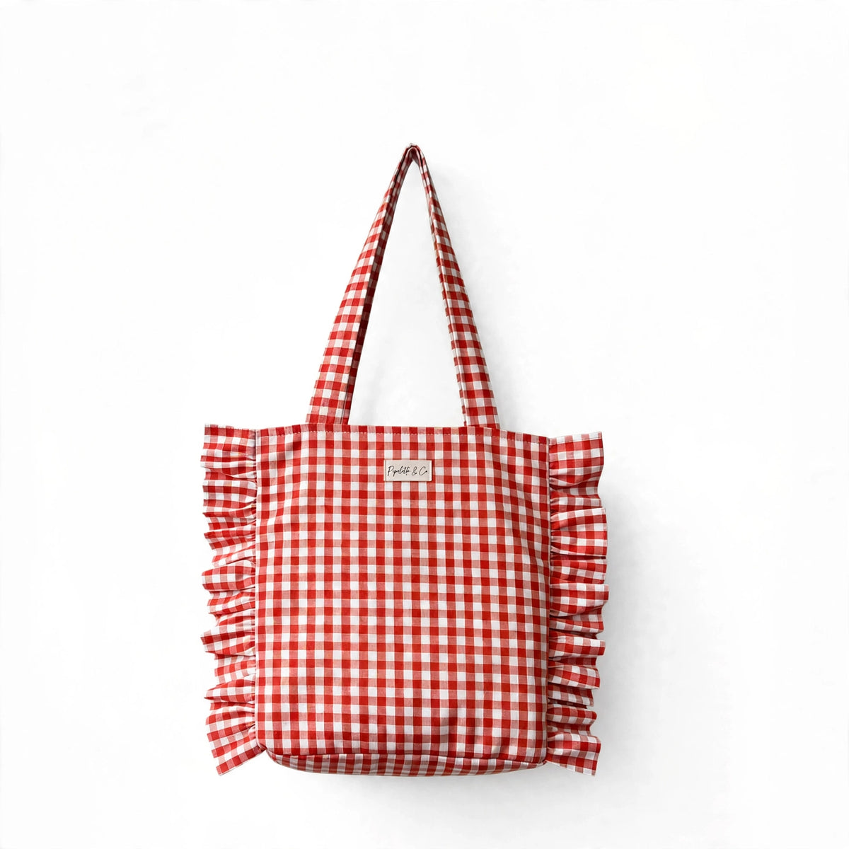 Tote Bag Vichy Rouge à Froufrous - Le Rouge