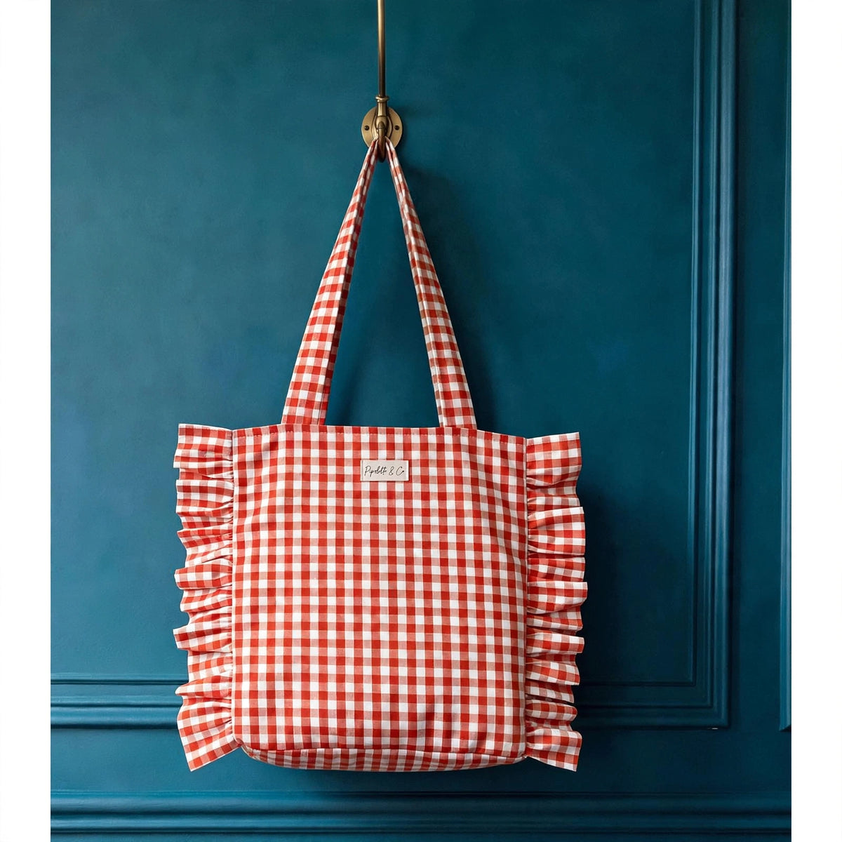 Tote Bag Vichy Rouge à Froufrous - Le Rouge