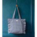Tote Bag Vichy Bleu Marine à Froufrous - Le Marine