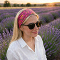 Bandeau Cheveux Block Print Paisley Rose | Tissu Indien Fait Main 9cm